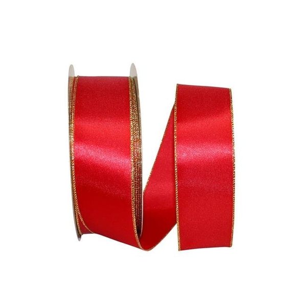 Reliant Ribbon Reliant Ribbon 92971W-994-40K Satin Value Metallic Wired Edge Ribbon - Red & Gold - 2.5 in. x 50 yards 92971W-994-40K